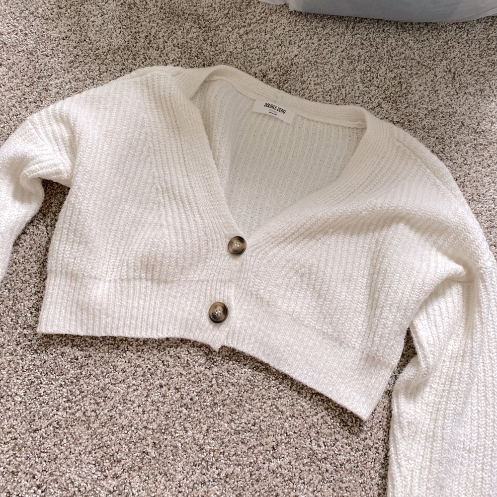 White cropped cardigan